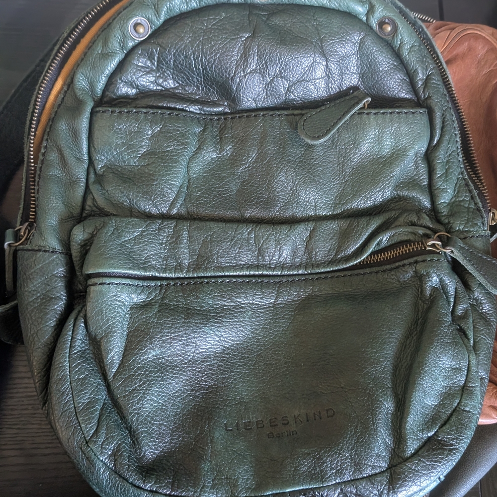 Liebeskind Metallic Green Leather Backpack